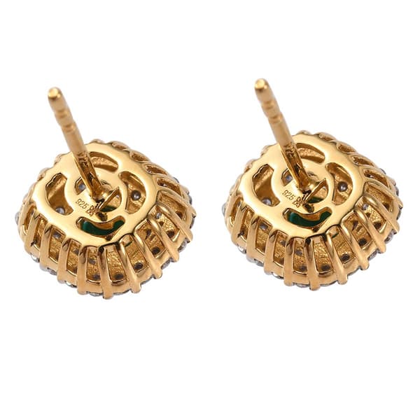 Nova Star® Created Oval Emerald & Lab Grown Diamond Earrings