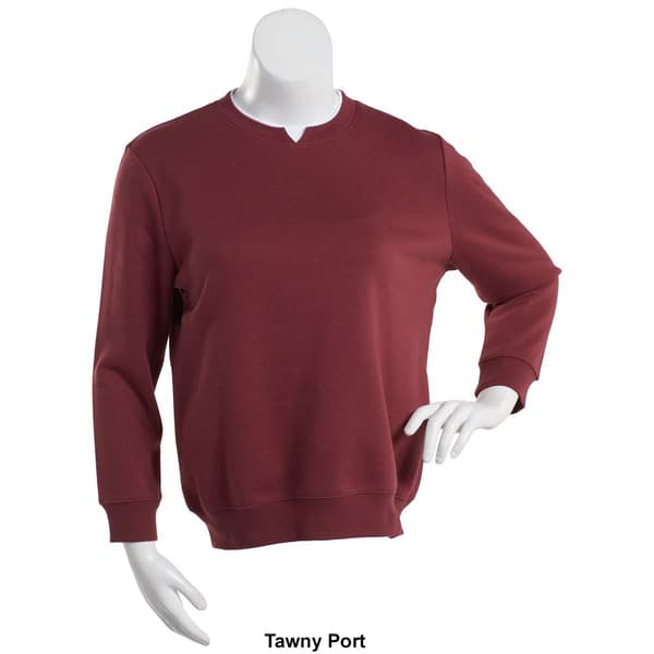 Womens Hasting & Smith Long Sleeve Basic Fleece Crew Neck Top