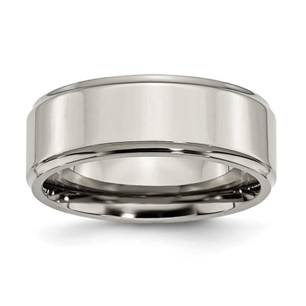 Mens Endless Affection(tm) Ridged Edge Engravable 8mm Wedding Band - image 