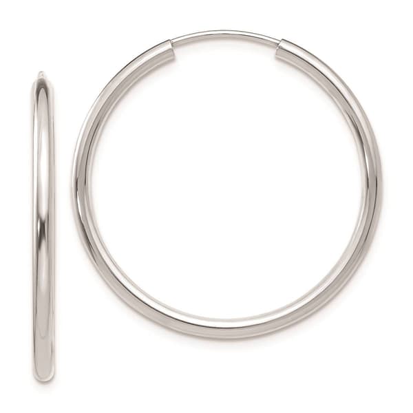 Gold Classics(tm) 30mm. 14k White Gold Polished Hoop Earrings - image 