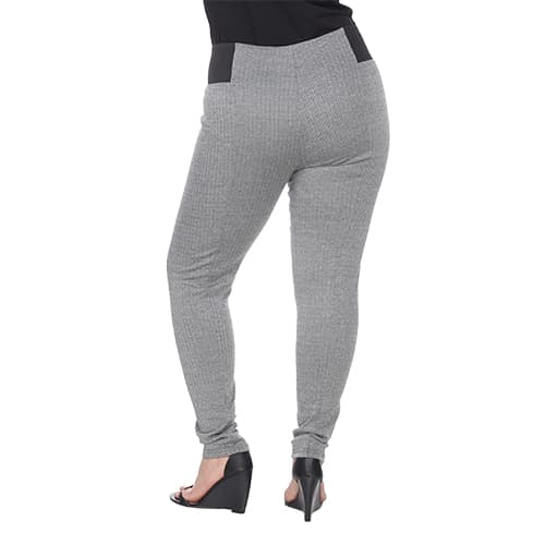 Plus Size Jacquard Slim Grey Row Print Pants