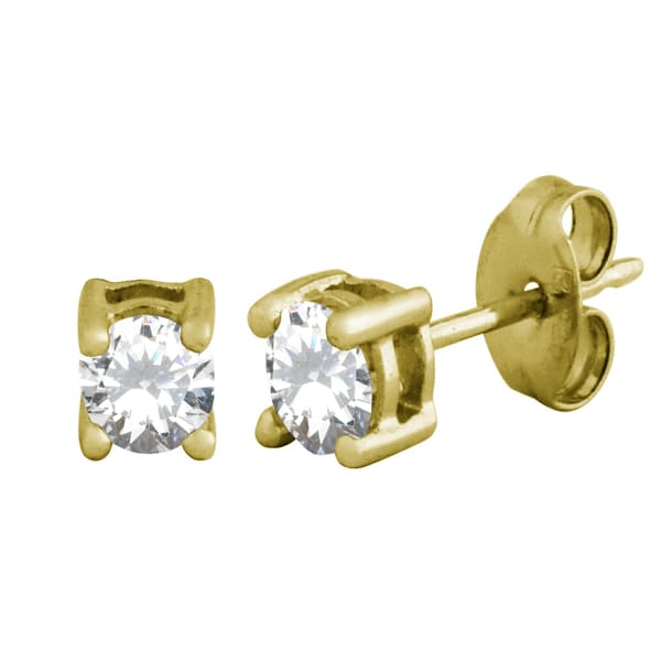 18k Gold Plated/Sterling Silver CZ Stud Earrings - image 