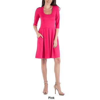 Womens 24/7 Comfort Apparel 3/4 Sleeve Fit & Flare Mini Dress - Boscov's