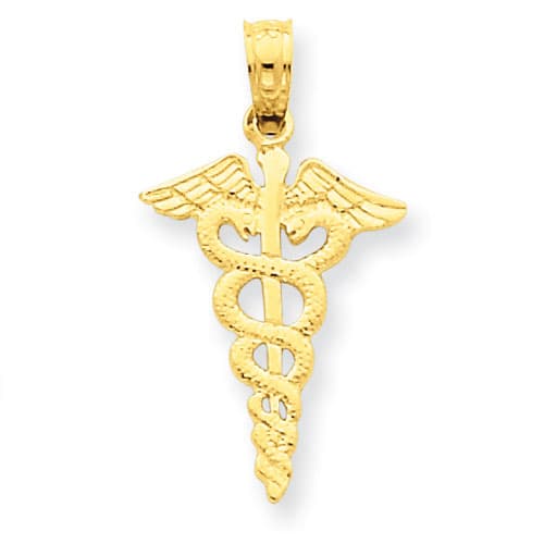Unisex Gold Classics(tm) 14kt. Caduceus Pendant - image 