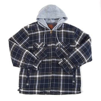 Mens Mountain Ridge® Sherpa Lined Hooded Flannel Jacket - Navy/ Black -  Boscov's