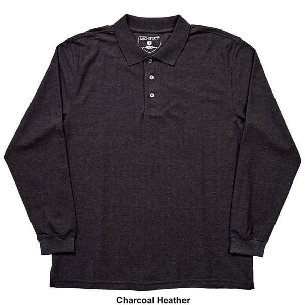 Mens Architect&#174; Herringbone Jacquard Long Sleeve Polo