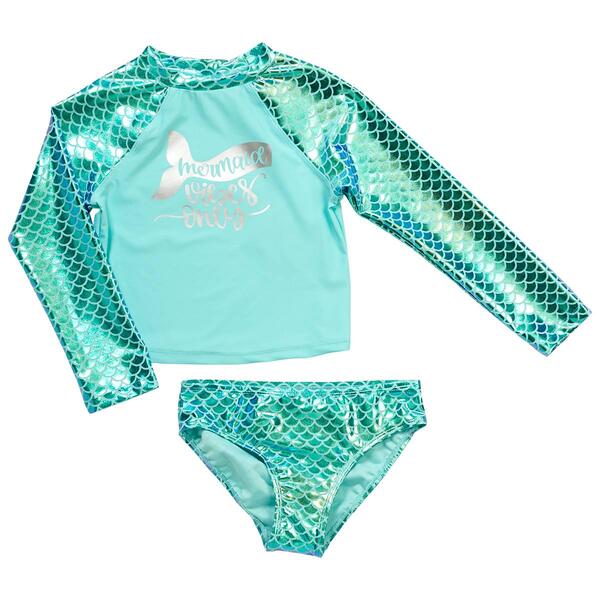 Girls &#40;7-10&#41; Floatimini&#40;R&#41; 2pc. Foil Mermaid Rash Guard Swim Set - image 