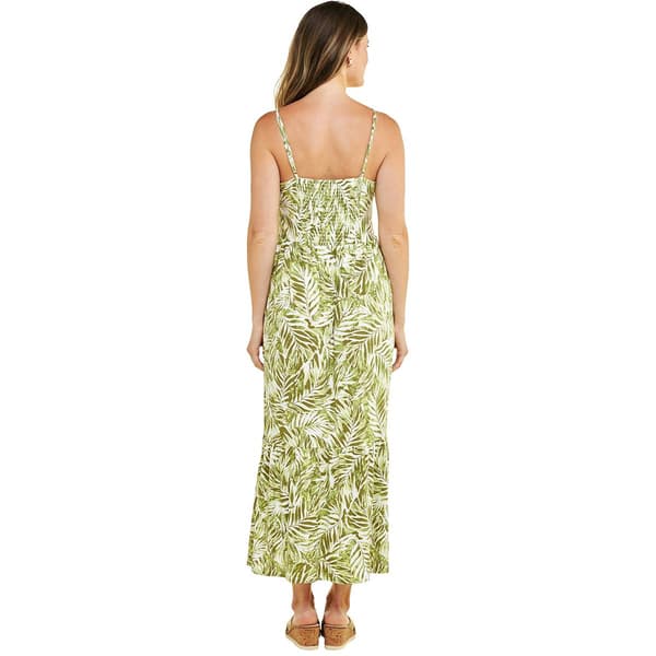 Womens Emily Daniels Watercolor Palm Ruffle Hem Maxi Dress