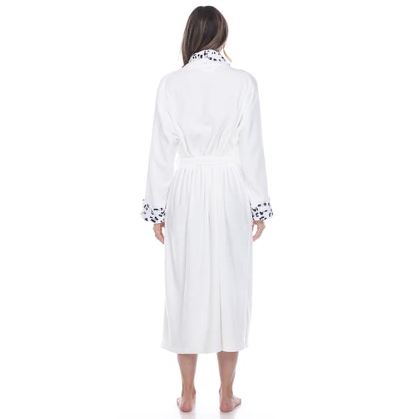 Womens White Mark Leopard Collar Cozy Lounge Robe