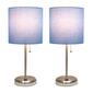 LimeLights Brushed Steel Lamp/USB Charge Port/Blue Shade-Set of 2 - image 1