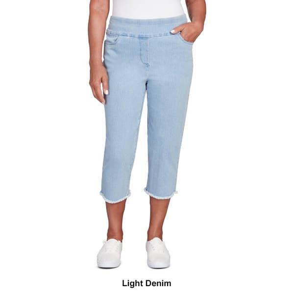 Womens Alfred Dunner Classics_S5 Denim Fringe Capri Pants