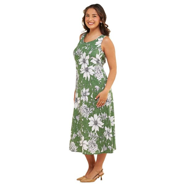 Plus Size Connected Apparel Sleeveless Palm Tie Back Midi Dress