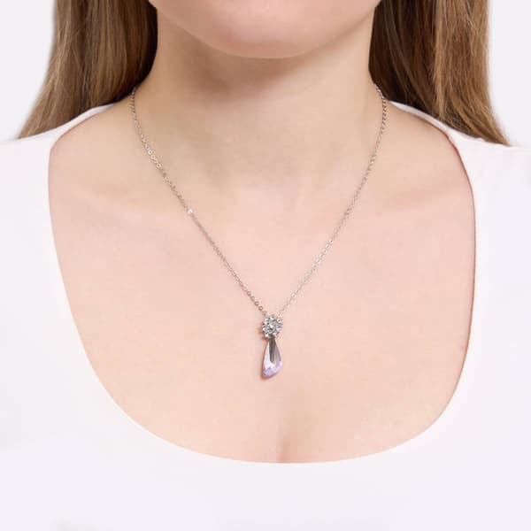 Athra Silver Plated & Violet Crystal Pendant Necklace