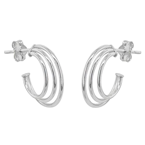 Marsala Sterling Silver Graduated Triple Row Hoop Earrings