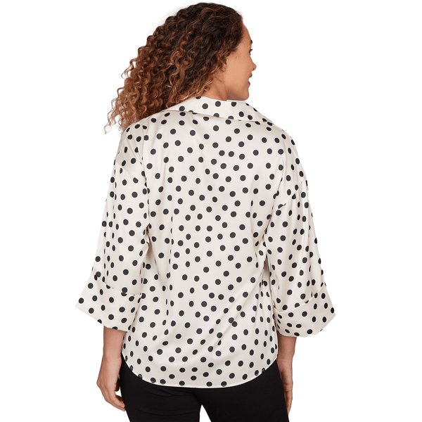 Womens Emaline Dusted Petals 3/4 Wide Sleeve Dot Blouse