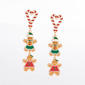 Gingerbread Man & Candy Cane Linear Drop Earrings - image 1