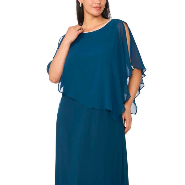 Plus Size MSK Rhinestone Trim X Back Evening Dress