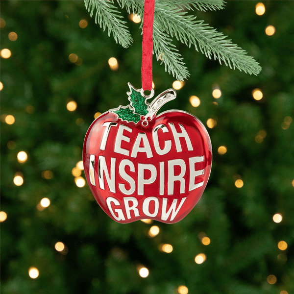 Northlight Red Silver Plated Apple Teacher Christmas Ornament