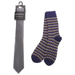 Mens Bergamo Tie/Sock Set - Navy/Gold