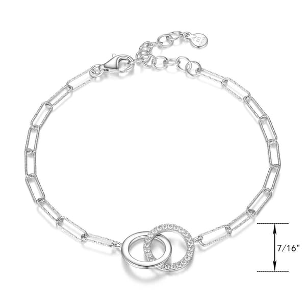 Forever Facets Sterling Silver Double Circle Link Bracelet