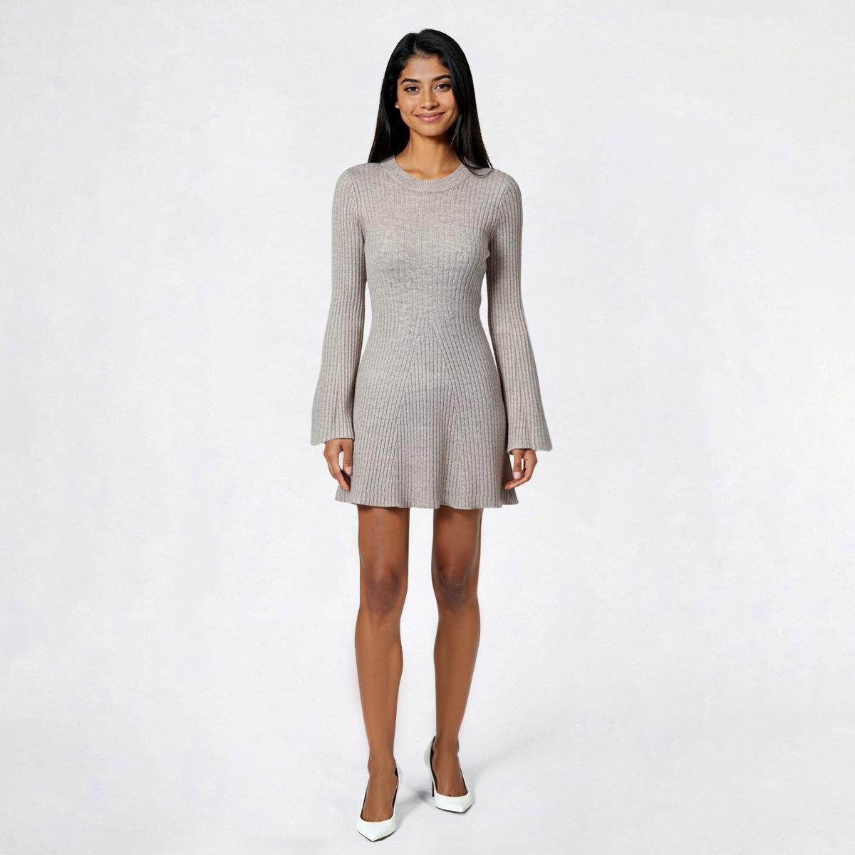 Juniors Madden Girl Ribbed Knit Crew Neck Mini Sweater Dress