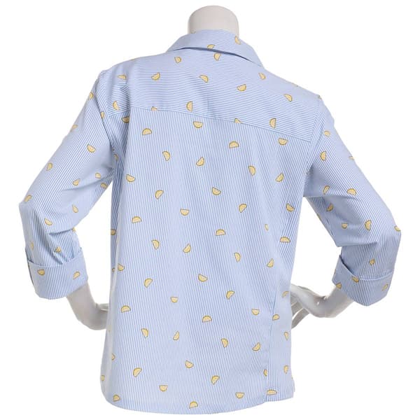 Womens Emily Daniels 3/4 Sleeve Lemons Casual Button Down