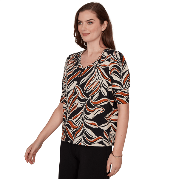 Womens Skye’s the Limit Key Items Elbow Sleeve Leaf Blouse