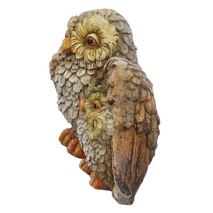 Alpine Owl Mom Wing Protecting Baby Owlets Statuary