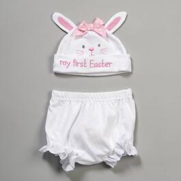 Baby Girl Baby Essentials&#40;R&#41; 1st Easter Hat & Ruffle Diaper Cover