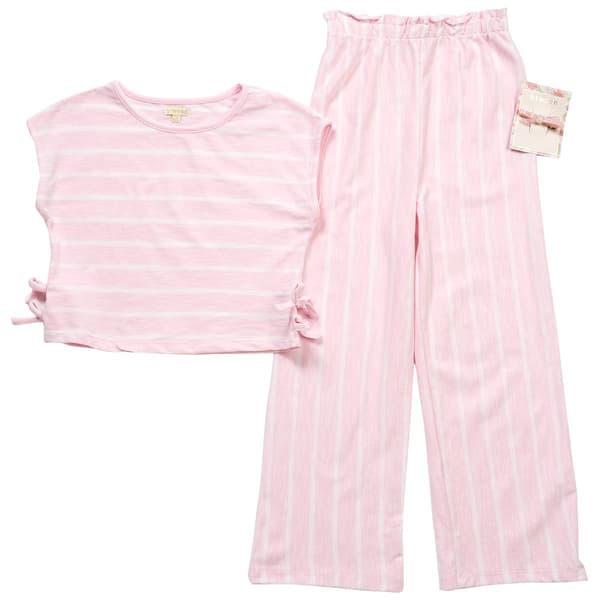 Girls (4-6x) BTween(R) Stripe Top & Wide Leg Pant Set