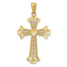 Gold Classics(tm) 14kt. 18in. Filigree Hearts Cross Pendant Necklace
