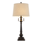 HomeRoots 32in. Charcoal Two Light Table Lamp with Tan Drum Shade - image 1