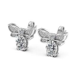 Moluxi&#8482; Sterling Silver 2.2ctw. Bumble Bee Moissanite Earrings