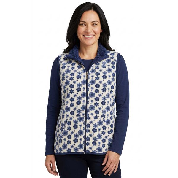 Womens Hasting & Smith Floral Vest with Sherpa Trim - image 