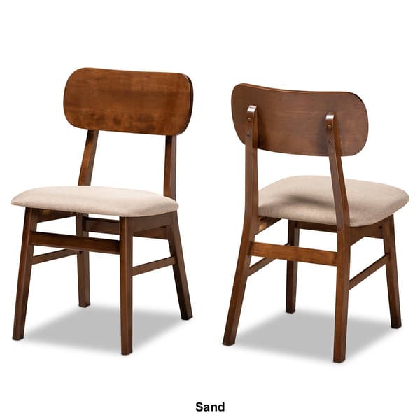 Baxton Studio Euclid Walnut Brown Wood 2pc. Dining Chair Set