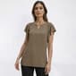 Womens Sara Michelle Ruffle Sleeve Keyhole Neck Dobby Blouse - image 2