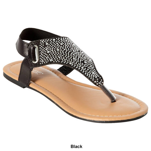 Womens Fifth & Luxe Glitter Mesh Rhinestone Thong Sandals
