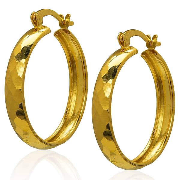 Gianni Argento 15mm 14kt. Gold over Sterling Disco Hoop Earrings - image 