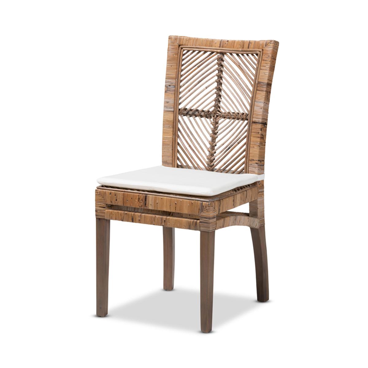 Baxton Studio Laluna Modern Rattan & Mahogany Dining Chair