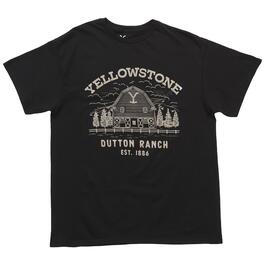 Young Mens Yellowstone Dutton Ranch Graphic Tee - Black
