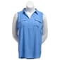 Plus Size Notations Sleeveless Solid Two Pocket Split Neck Blouse - image 2