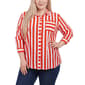 Plus Size NY Collection 3/4 Sleeve Stripe Casual Button Down - image 2