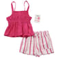 Girls (7-14) 1st Kiss Smocked Tank with Striped Shorts - Fuchsia - image 1