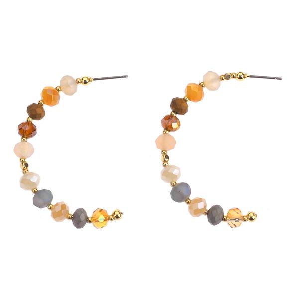 Ashley Cooper(tm) Multi-Colored Beaded Gold-Tone Half-Hoop Earrings - image 