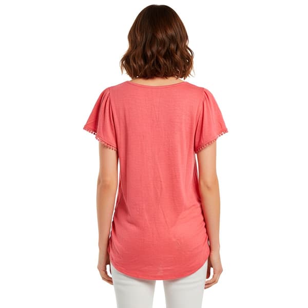 Womens French Laundry Short Sleeve Solid Scoop Tee w/Shirring