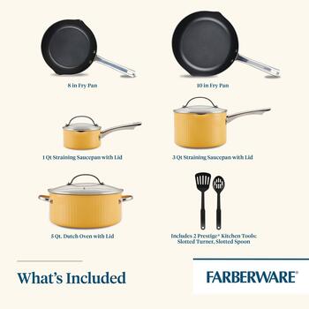 Farberware Style Nonstick Cookware Saute Pan with Lid, 3 Quart, Yellow &  Reviews