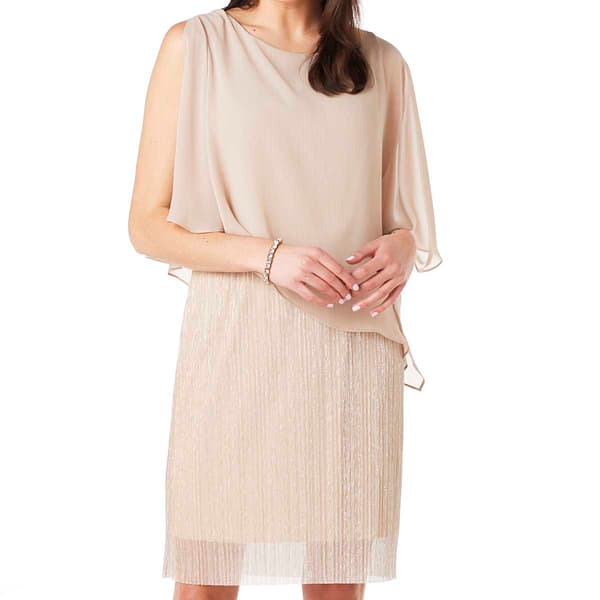Womens Connected Apparel Asymmetrical Capelet Metallic Knit Dress