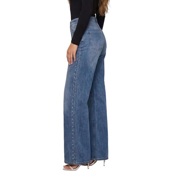 Womens Royalty Wide Leg Studded Seam Jeans