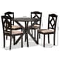 Baxton Studio Carlin Sand Fabric Dark Brown Wood 5pc. Dining Set - image 8