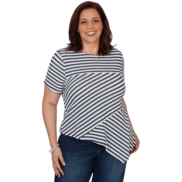 Plus Size Skyes the Limit Summer Spice Stripe Knit Blouse - image 